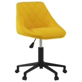 Silla de comedor giratoria de terciopelo amarillo mostaza