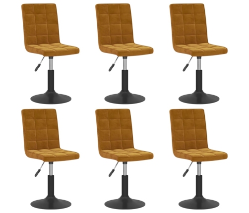 Sillas de comedor giratorias 6 uds terciopelo marrón