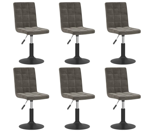 Sillas de comedor giratorias 6 unidades terciopelo gris oscuro