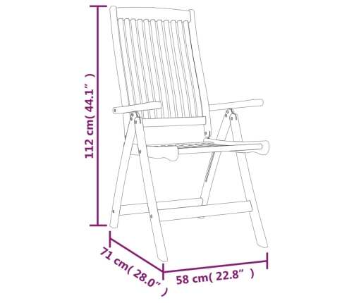 vidaXL Sillas de jardín plegables 6 uds madera maciza de eucalipto