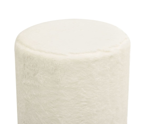 Hocker redondo blanco peluche