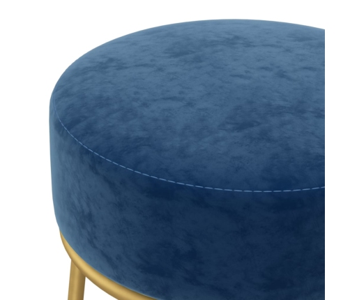 Hocker redondo azul terciopelo