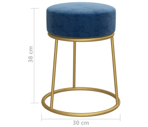 Hocker redondo azul terciopelo