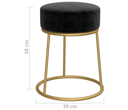 Hocker redondo negro terciopelo