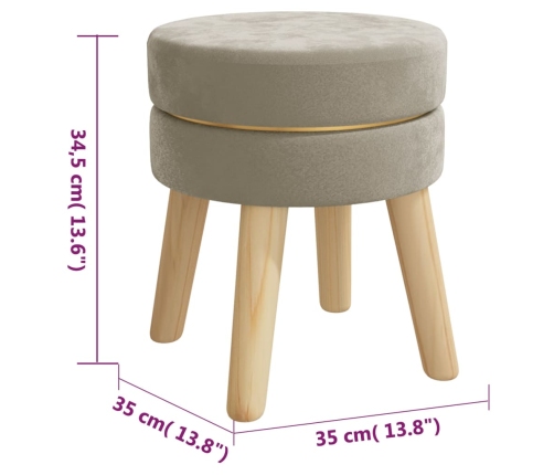 Hocker redondo gris oscuro terciopelo