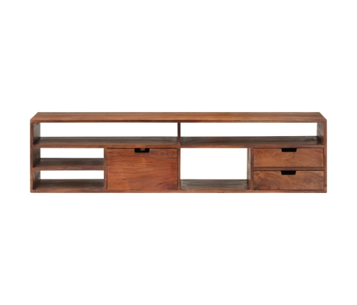 Mueble de TV de madera maciza de acacia 140x30x35 cm