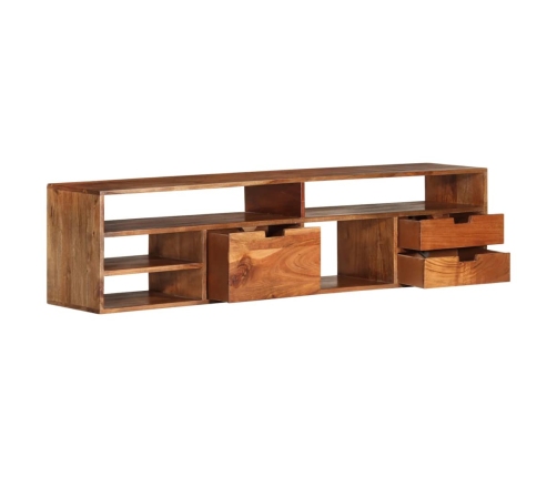 Mueble de TV de madera maciza de acacia 140x30x35 cm