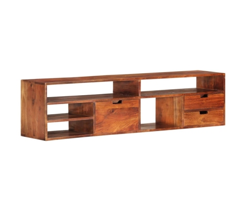 Mueble de TV de madera maciza de acacia 140x30x35 cm