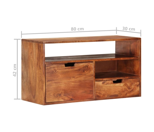 Mueble de TV de madera maciza de acacia 80x30x42 cm