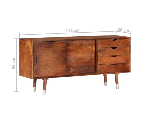 Mueble para TV madera maciza de acacia 118x30x55 cm