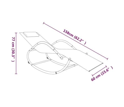 vidaXL Tumbona mecedora de acero y textilene negro