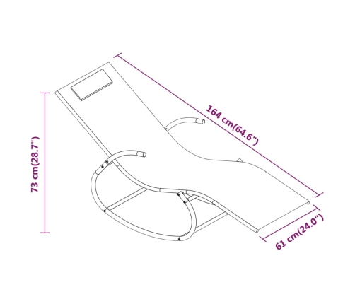 vidaXL Tumbona mecedora 2 unidades de acero y textilene crema