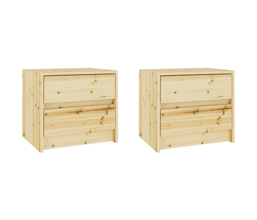 Mesitas de noche 2 uds madera maciza de abeto 40x30,5x35,5 cm