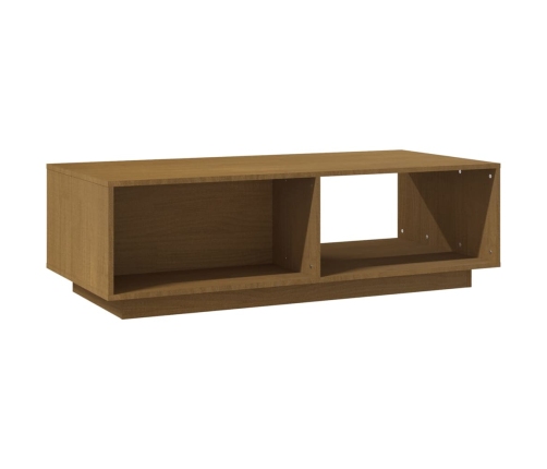 Mesa de centro de madera maciza pino marrón miel 110x50x33,5 cm