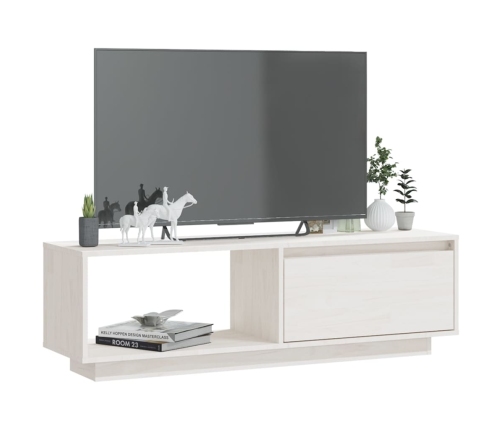 Mueble de TV de madera maciza de pino blanco 110x30x33,5 cm