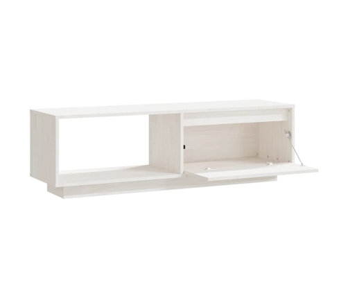 Mueble de TV de madera maciza de pino blanco 110x30x33,5 cm