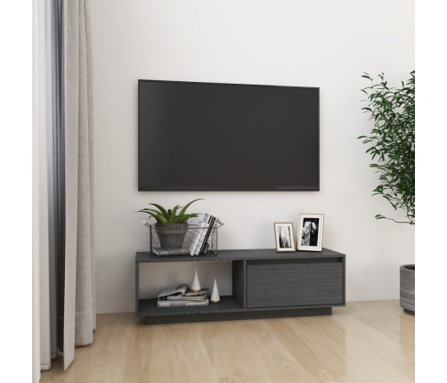 Mueble de TV de madera maciza de pino gris 110x30x33,5 cm