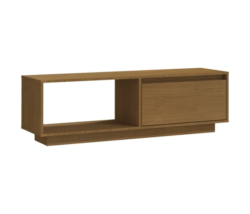 vidaXL Mueble de TV de madera maciza pino marrón miel 110x30x33,5 cm