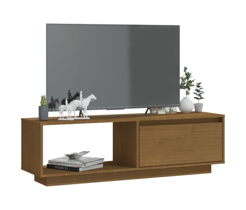 vidaXL Mueble de TV de madera maciza pino marrón miel 110x30x33,5 cm