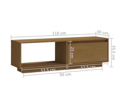 vidaXL Mueble de TV de madera maciza pino marrón miel 110x30x33,5 cm