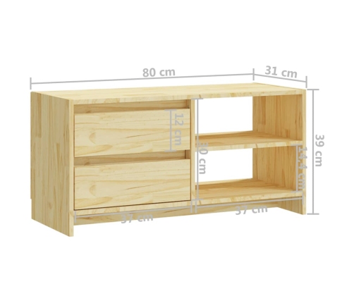 Mueble de TV madera maciza de pino 80x31x39 cm