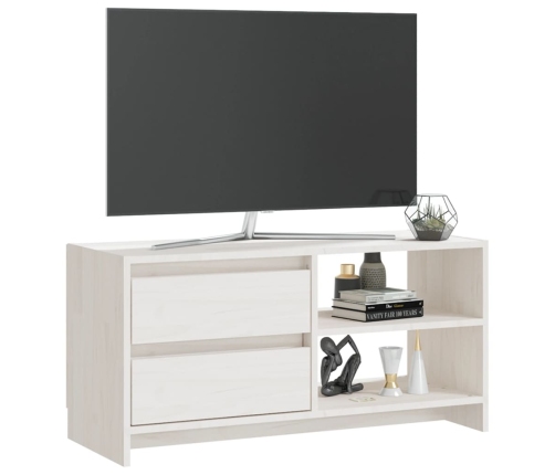 Mueble para TV de madera maciza de pino blanco 80x31x39 cm