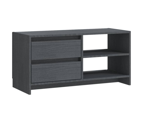 Mueble para TV de madera maciza de pino gris 80x31x39 cm