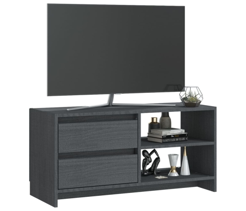 Mueble para TV de madera maciza de pino gris 80x31x39 cm