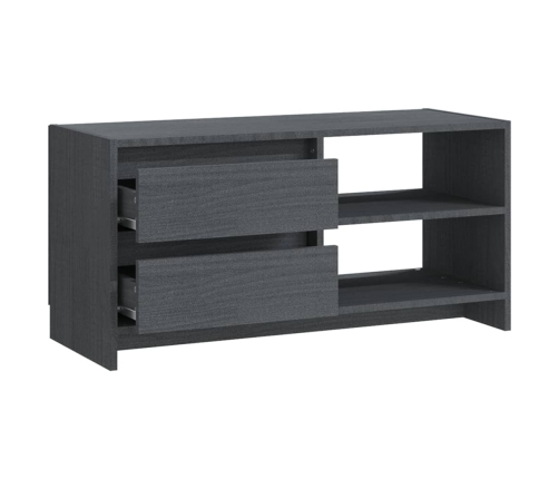 Mueble para TV de madera maciza de pino gris 80x31x39 cm