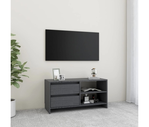 Mueble para TV de madera maciza de pino gris 80x31x39 cm