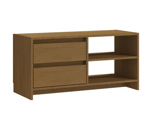 Mueble para TV de madera maciza pino marrón miel 80x31x39 cm