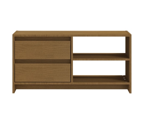 Mueble para TV de madera maciza pino marrón miel 80x31x39 cm