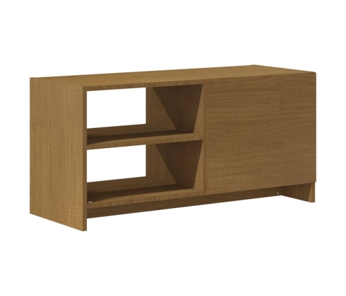 Mueble para TV de madera maciza pino marrón miel 80x31x39 cm