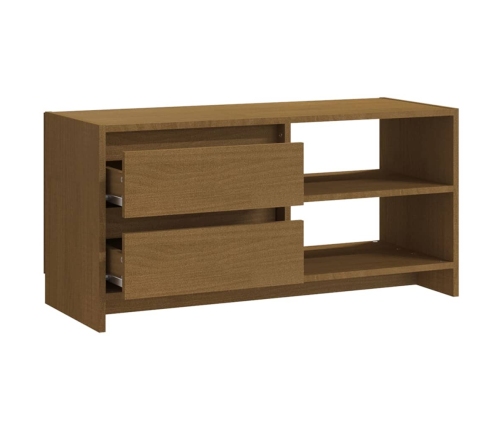 Mueble para TV de madera maciza pino marrón miel 80x31x39 cm