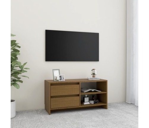 Mueble para TV de madera maciza pino marrón miel 80x31x39 cm