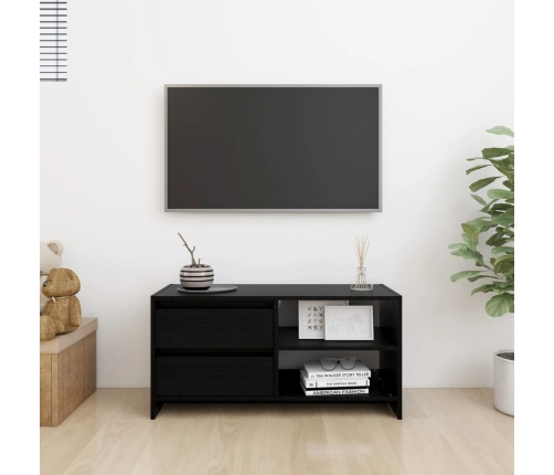 vidaXL Mueble de TV de madera maciza de pino negro 80x31x39 cm