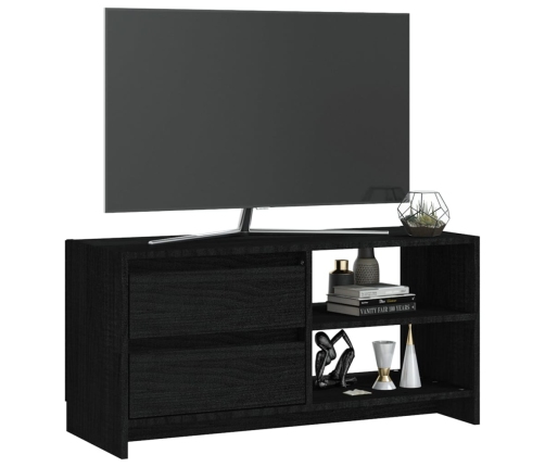 vidaXL Mueble de TV de madera maciza de pino negro 80x31x39 cm