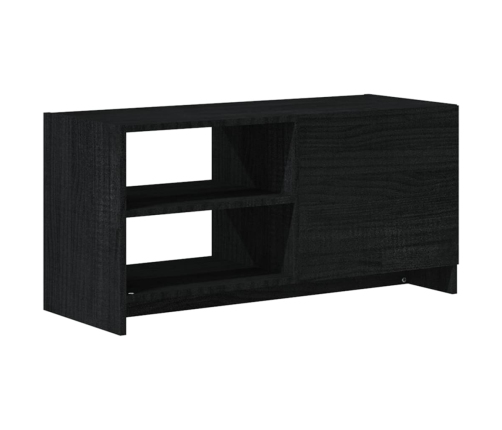 vidaXL Mueble de TV de madera maciza de pino negro 80x31x39 cm