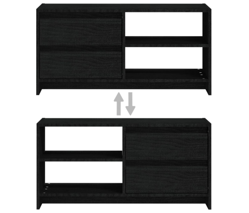 vidaXL Mueble de TV de madera maciza de pino negro 80x31x39 cm