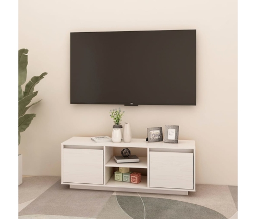 Mueble de TV madera maciza de pino blanco 110x30x40 cm