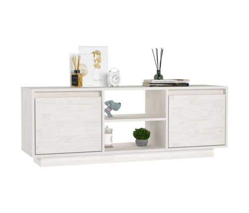 Mueble de TV madera maciza de pino blanco 110x30x40 cm