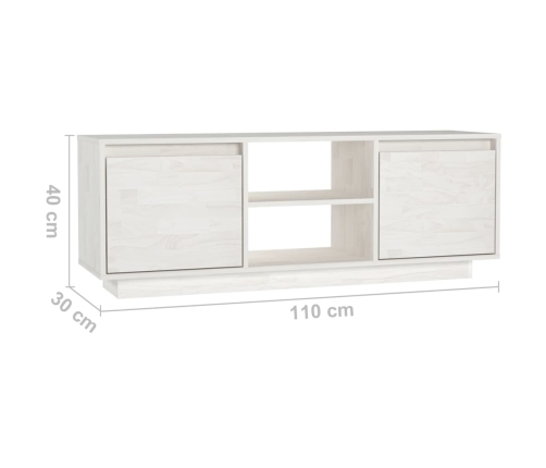 Mueble de TV madera maciza de pino blanco 110x30x40 cm