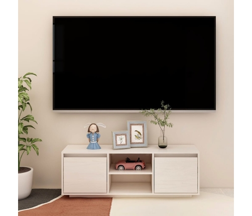 Mueble de TV madera maciza de pino blanco 110x30x40 cm