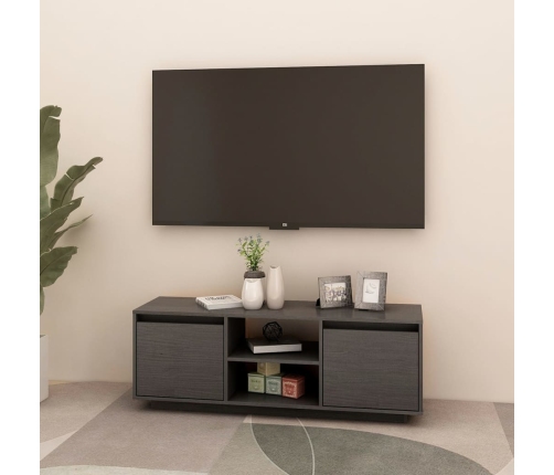 vidaXL Mueble de TV madera maciza de pino gris 110x30x40 cm