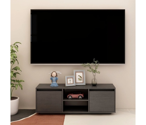 vidaXL Mueble de TV madera maciza de pino gris 110x30x40 cm