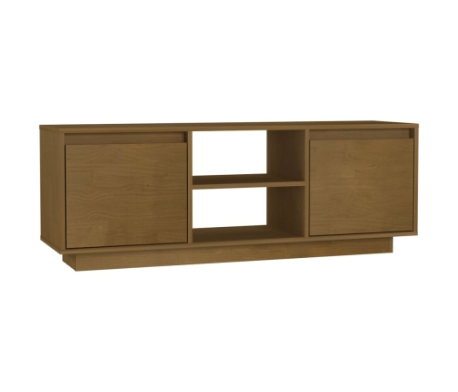 Mueble de TV de madera maciza pino marrón miel 110x30x40 cm