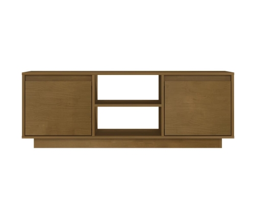 Mueble de TV de madera maciza pino marrón miel 110x30x40 cm