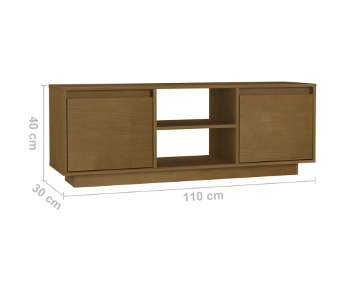 Mueble de TV de madera maciza pino marrón miel 110x30x40 cm