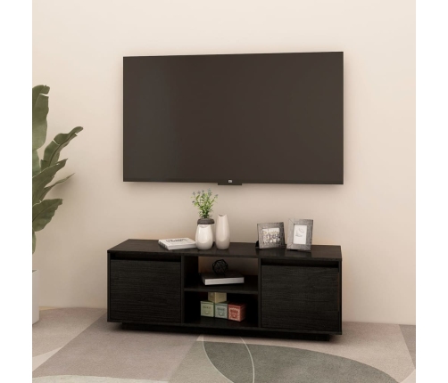 Mueble de TV madera maciza de pino negro 110x30x40 cm