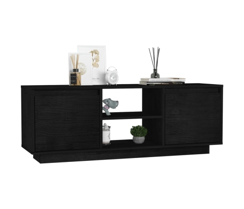 Mueble de TV madera maciza de pino negro 110x30x40 cm